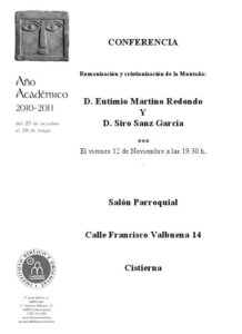 Lee más sobre el artículo AGENDA IBO – Conferencia de Eutimio Martino y Siro Sanz: «La romanización y cristianización de la Montaña» (Cistierna, 12-XI-2010)