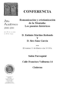 Lee más sobre el artículo AGENDA IBO – Conferencia de Eutimio Martino y Siro Sanz: «Los puentes históricos» (Cistierna, 11-III-2011)