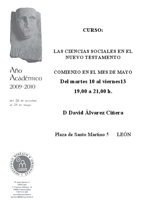 Curso sobre las Ciencias Sociales en el Nuevo Testamento. León, del 10 al 13 de mayo de 2011