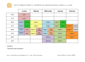 Lee más sobre el artículo Horarios del IBO en León para el curso 2011-2012