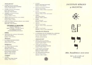 Lee más sobre el artículo Programa del Curso 2011 – 2012 del Instituto Bíblico y Oriental