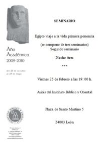 Lee más sobre el artículo Segunda sesión del seminario «Egipto en la Biblia» de Nacho Ares en el IBO. 25-II-2011