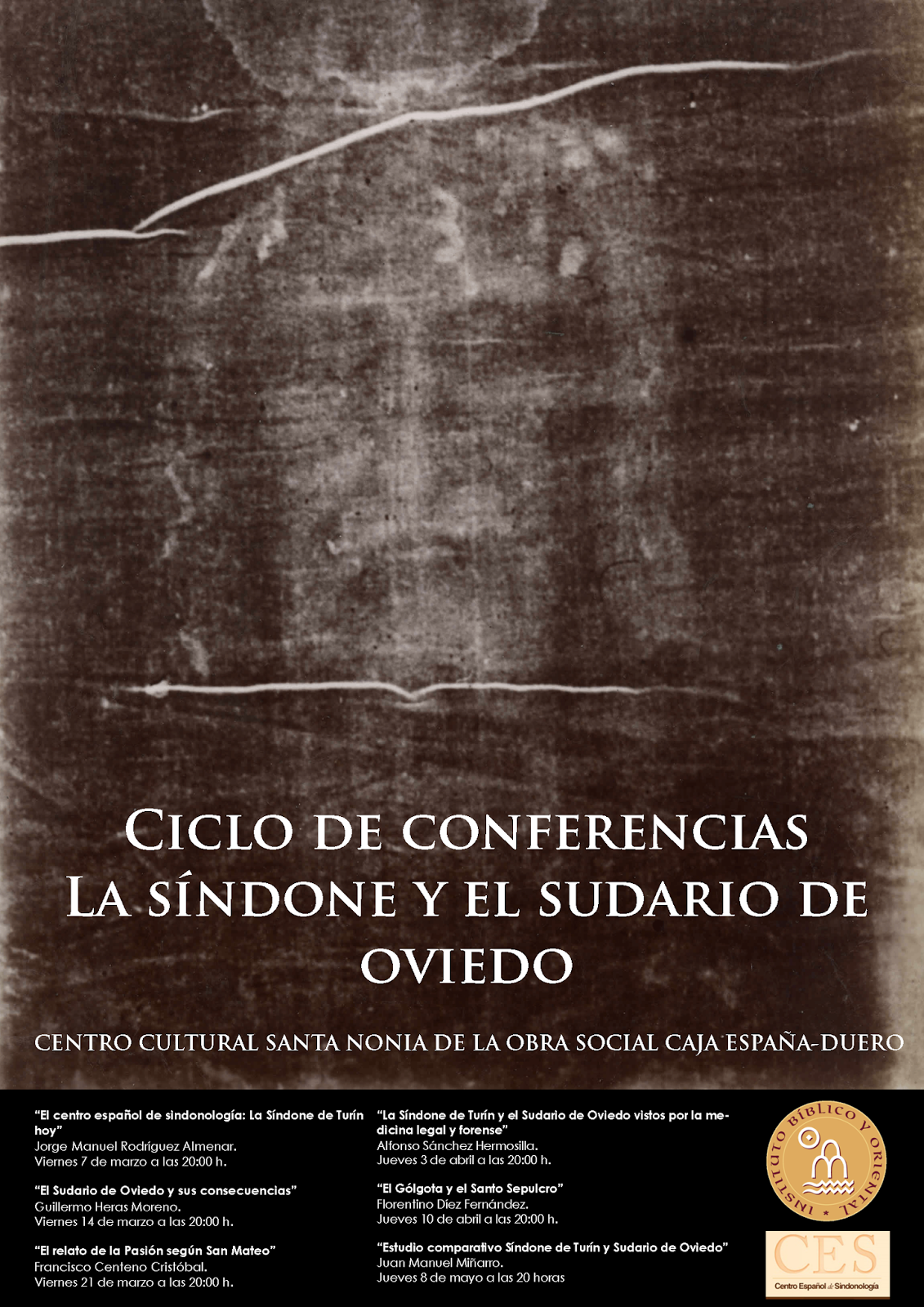 Programa del ciclo de conferencias «La Síndone de Turín y el Sudario de Oviedo» (León, del 7 de marzo al 8 de mayo)