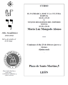 Lee más sobre el artículo Cursos sobre Egiptología en el IBO: «El Patriarca José y la cultura Egipcia» y «Textos religiosos del Imperio Nuevo» (León, a partir del 23 de Febrero)