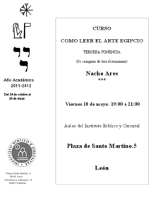 Lee más sobre el artículo Tercera sesión del Seminario de Nacho Ares «Cómo leer el arte egipcio: pintura» (León, 18-V-2012)