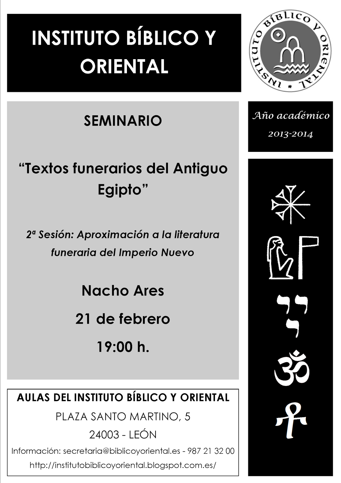 2ª sesión del seminario de Nacho Ares: Aproximación a la literatura funeraria del Imperio Nuevo (León, 21-II-2014)